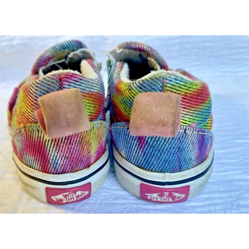 Vans Girl's Slip-On Rainglow Rainbow Colorful Baby Toddler -Size 4.0 Play Shoes